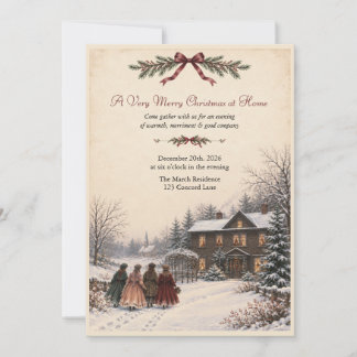 Little Women Inspired Vintage Christmas Invitation