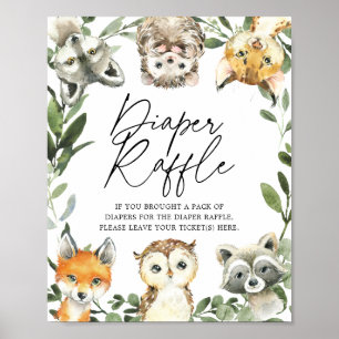 Little Woodland Baby Shower Diaper Raffle Sign