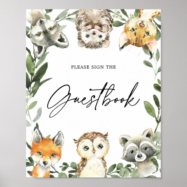 Little Woodland Baby Shower Guestbook Sign (Front)