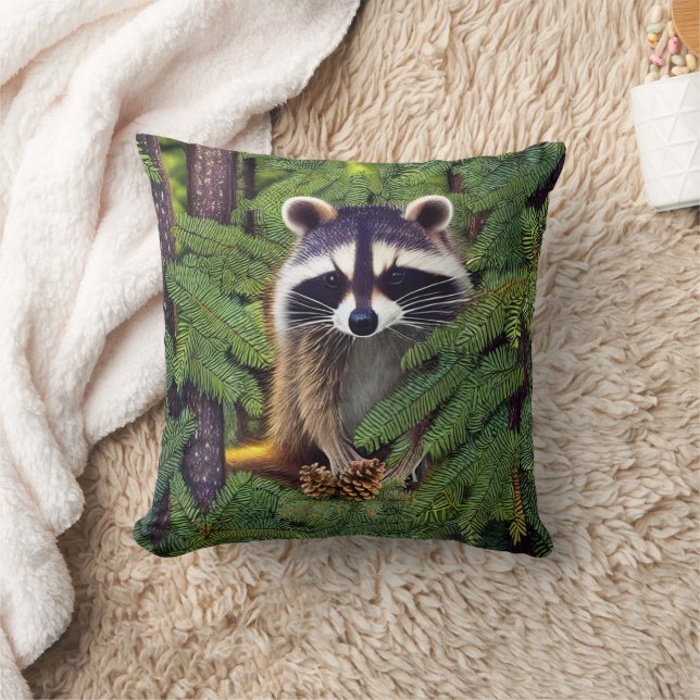 Little Woodland Wilderness Raccoon Cushion (Blanket)