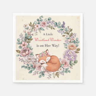 Little Woodland Wonder is on her Way | Baby Shower Napkin