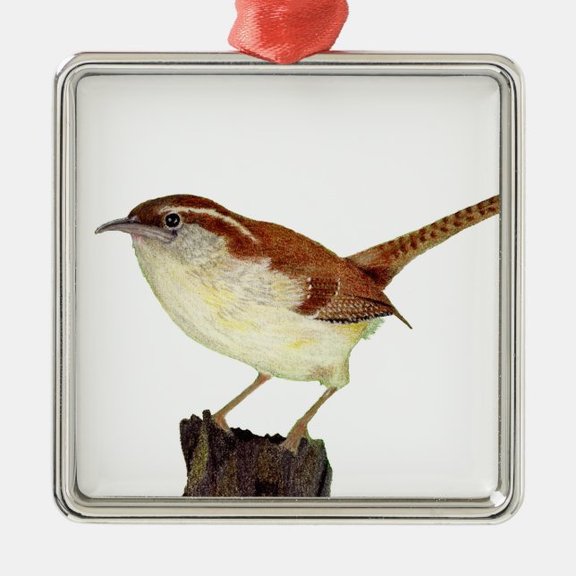 Little Wren Metal Tree Decoration (Front)