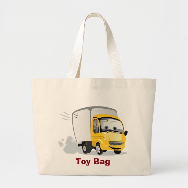 Little Yellow Cartoon Truck for Kids! Large Tote Bag (Front)