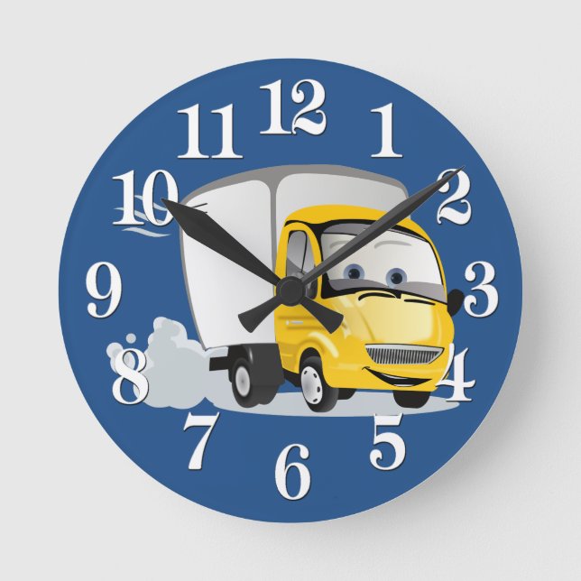 Little Yellow Cartoon Truck for Kids! Round Clock (Front)