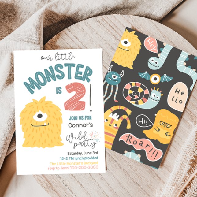 Little Yellow Monster 2nd Birthday Invitation (Creator Uploaded)