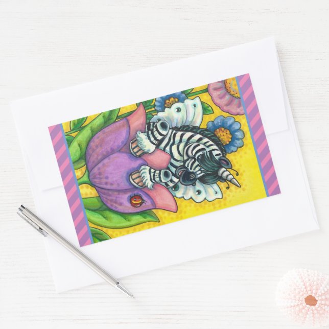 LITTLE ZEBO WHIMSYNICKER, ZEBRA UNICORN Fantasy Rectangular Sticker (Envelope)