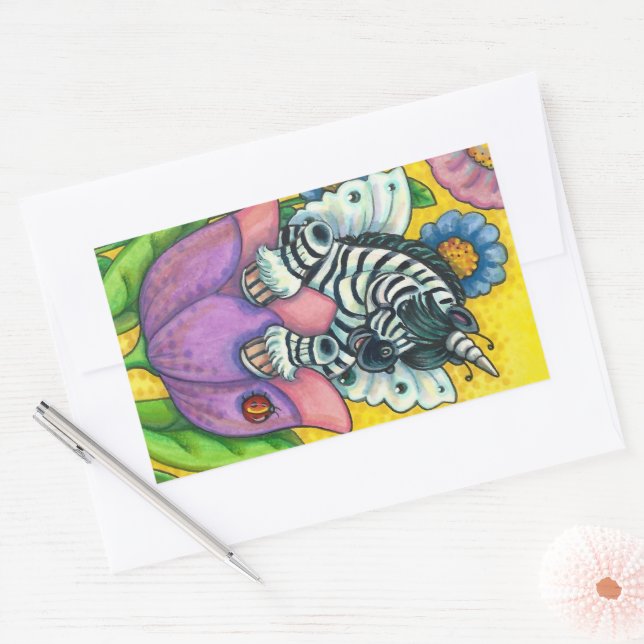 LITTLE ZEBO WHIMSYNICKER, ZEBRA UNICORN Fantasy Rectangular Sticker (Envelope)