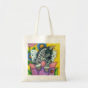LITTLE ZEBO WHIMSYNICKER, ZEBRA UNICORN Fantasy Tote Bag