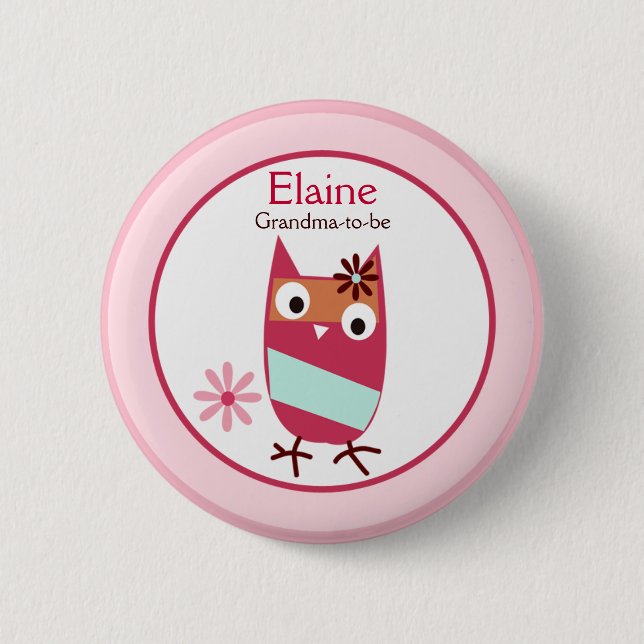Little Zutano Owls NAME TAG Custom Button (Front)