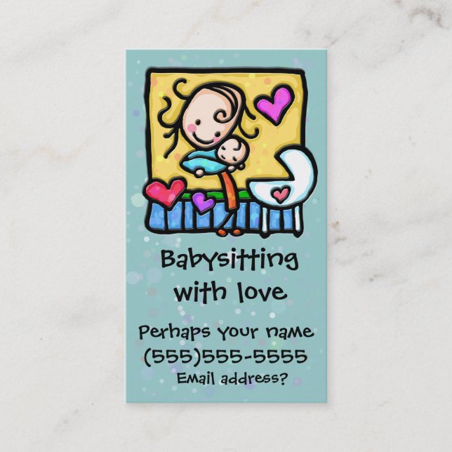 LIttleGirlie Babysitter Child Care Custom card (Front)