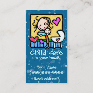LIttleGirlie Babysitter Child Care Custom card BLU