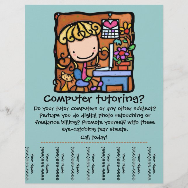 LittleGirlie is a computer tutor! Customise it Flyer (Front)