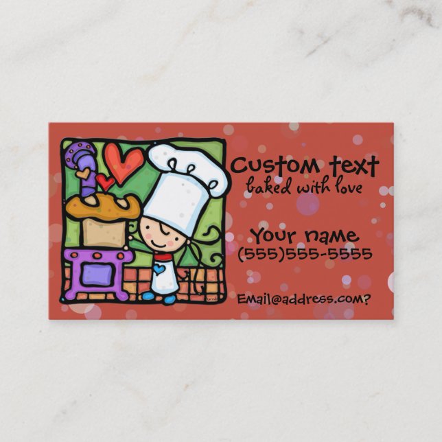 LittleGirlie loves to bake fresh bread Dk Rust Business Card (Front)