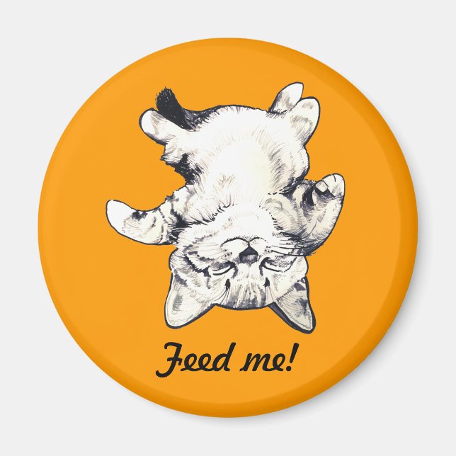 LittlePixyBoots - "Feed Me" Cat orange Magnet (Front)
