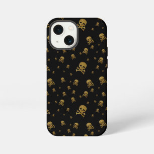 Littles Golden Glitter Pirates Skulls on Black iPhone 13 Mini Case