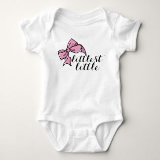 littlest little outfit for baby girl with pink bow bodysuit