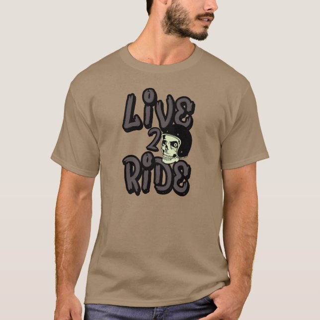 Live 2 Ride Skull Motorcycle Helmet T-shirt (Front)