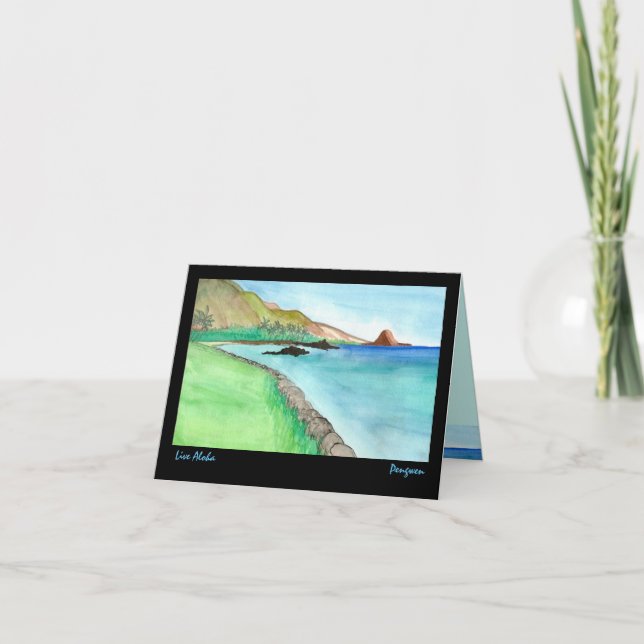 Live Aloha greeting card, painting of South Maui Card (Front)