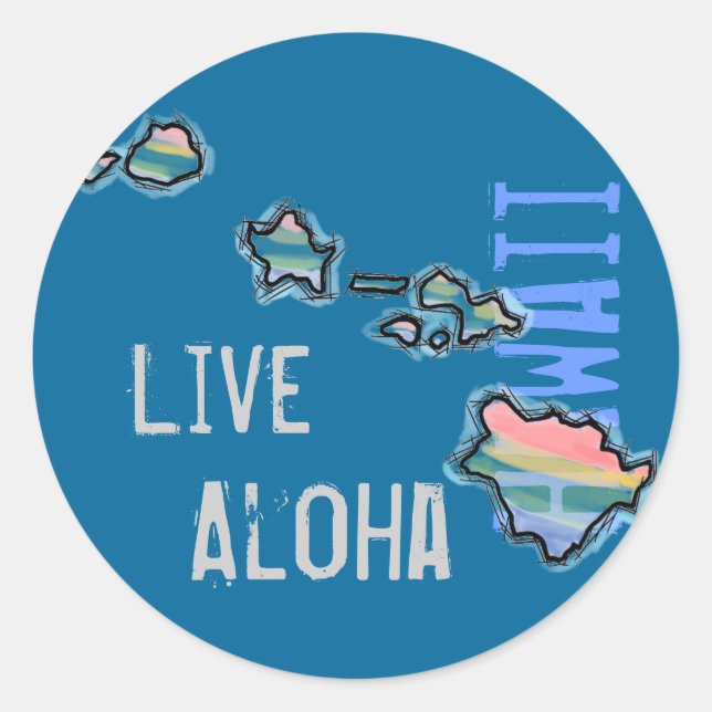 Live Aloha Hawaiian island stickers (Front)