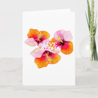 Live Aloha Hibiscus Floral Tropical Flowers Hawaii Card