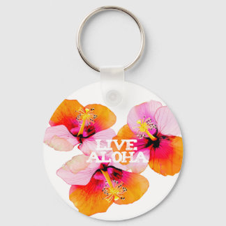 Live Aloha Hibiscus Floral Tropical Flowers Hawaii Key Ring