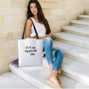 Live and Inspired Life Black and White Tote Bag
