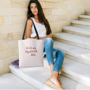 Live and Inspired Life Terracotta Blush Tote Bag