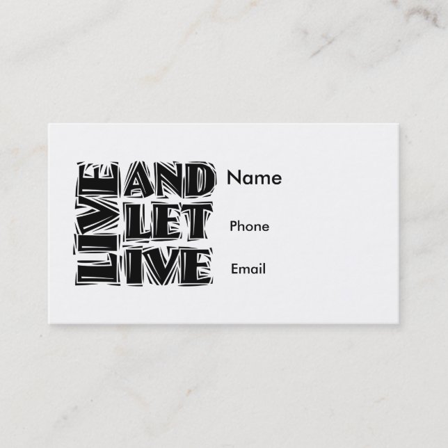 Live and Let Live Business Card (Front)