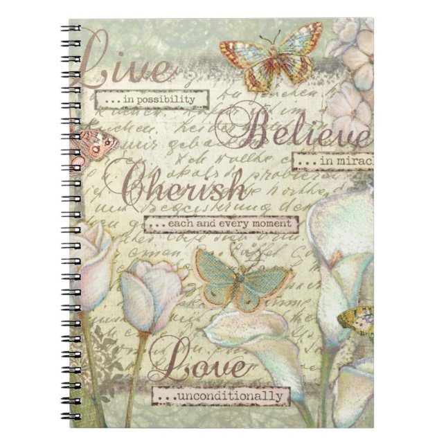 Live Believe Cherish Spiral Notebook (Front)