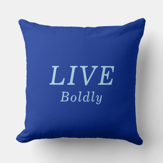 "LIVE Boldly" Cobalt & Blue Encouragement Cushion (Front)