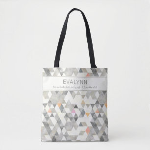Live by Faith Grey Triangle Pattern Personalised Tote Bag