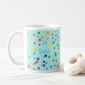 Live Colourfully Modern Paint Splatter Coffee Mug
