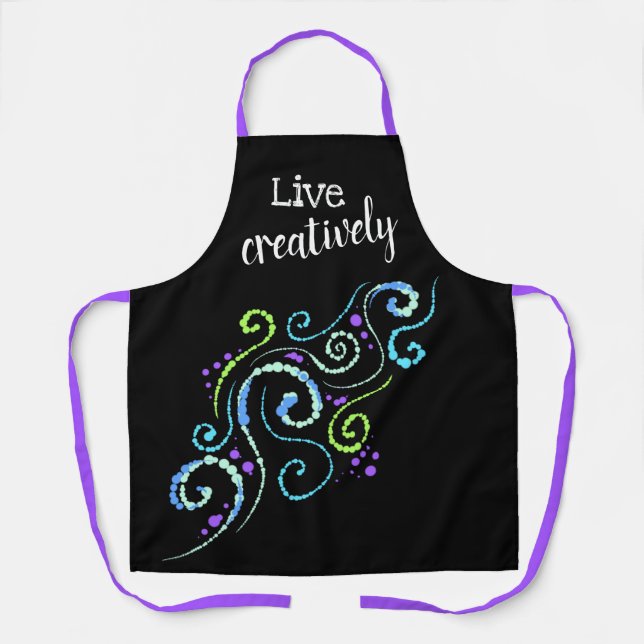 Live Creatively Colourful Swirls Apron (Front)
