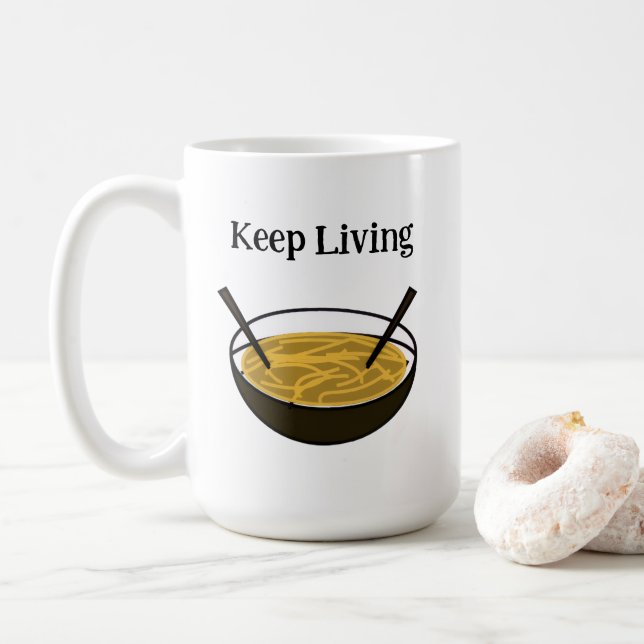 Live – Cute Positive Cartoon Design Coffee Mug (With Donut)