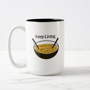 Live – Cute Positive Cartoon Design Two-Tone Coffee Mug