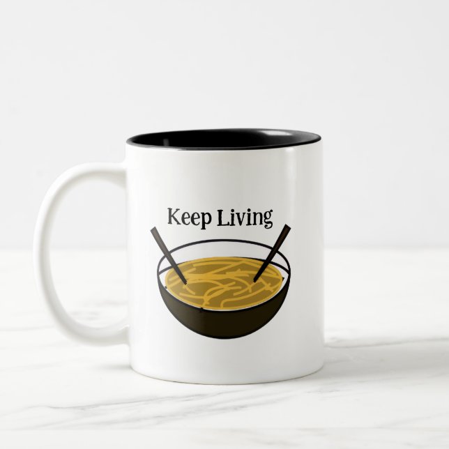 Live – Cute Positive Cartoon Design Two-Tone Coffee Mug (Left)