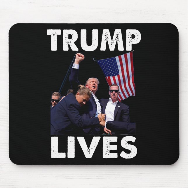 Live Donald Trump Mug Shot - Never Surrender  Mouse Pad (Front)