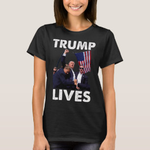 Live Donald Trump Mug Shot - Never Surrender  T-Shirt