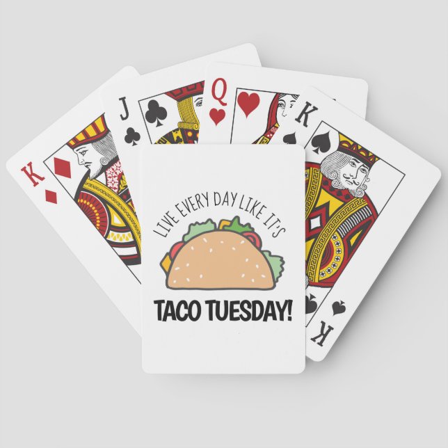 Live Every Day Like It's Taco Tuesday Mexican Food Playing Cards (Back)