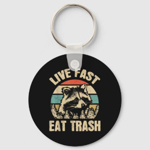 Live Fast Eat Trash Funny Racoon Camping Or Hikin Key Ring