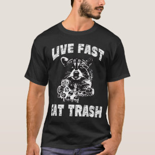 Live Fast Eat Trash Funny Racoon Vintage Camping  T-Shirt