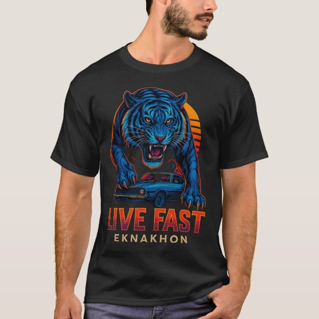 Live Fast Tiger Racer Tee by EKNAKHON (Front)