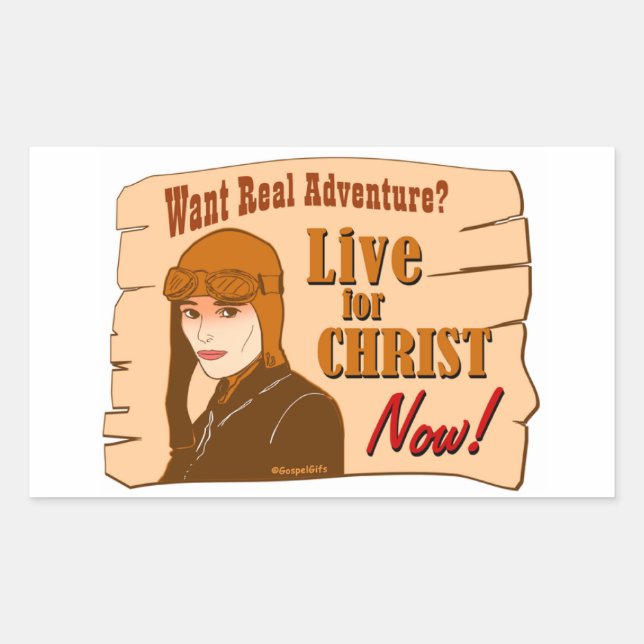 Live for Christ adventure Christian gift design Rectangular Sticker (Front)