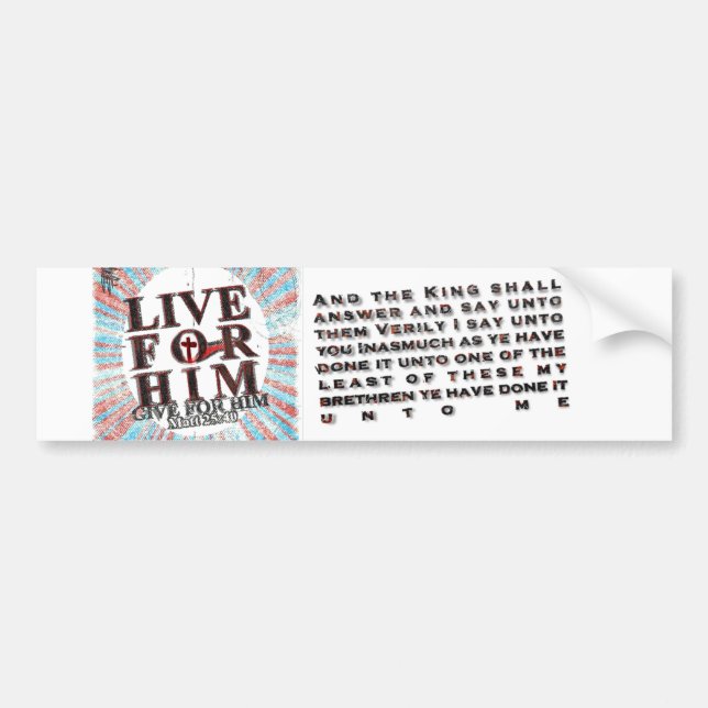 Live for Jesus Bumper Sticker (Front)