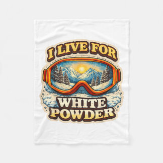 Live for white powder skiing skier vintage fleece blanket