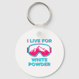 Live for white powder skiing snowboarding key ring
