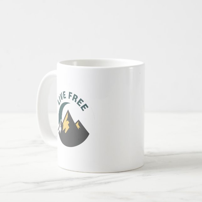 "Live Free" Mountain Night Emblem Coffee Mug (Front Left)