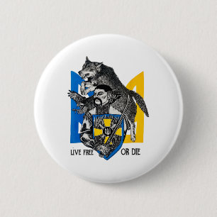 Live-free Or Die Cossack Warrior Ukraine Flag 6 Cm Round Badge