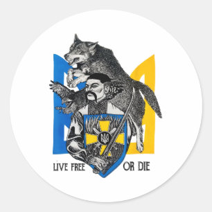 Live-free Or Die Cossack Warrior Ukraine Flag  Classic Round Sticker