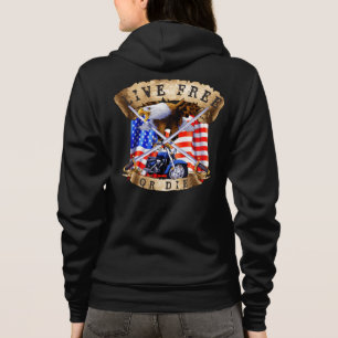 Live Free or Die, Motorcycle Patriot, Eagle, Hoodie